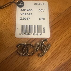 CHANEL Gold-Tone Logo Earrings